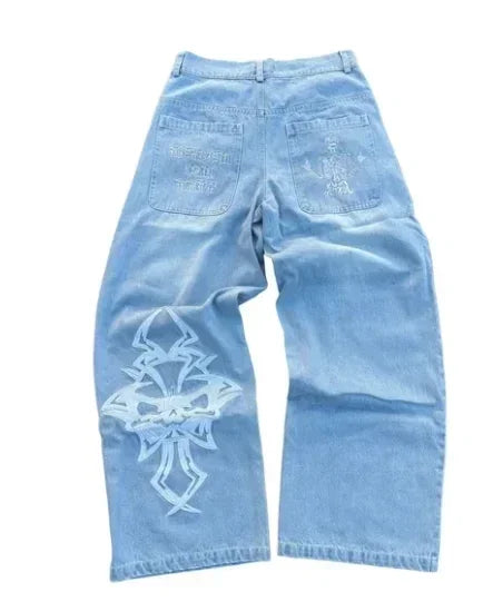 Y2K Striped Baggy Jeans - High-Waisted Gothic Hip-Hop Pants