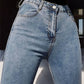 High-Waist Skinny Pencil Jeans - Stretch Denim Ankle-Length Pants