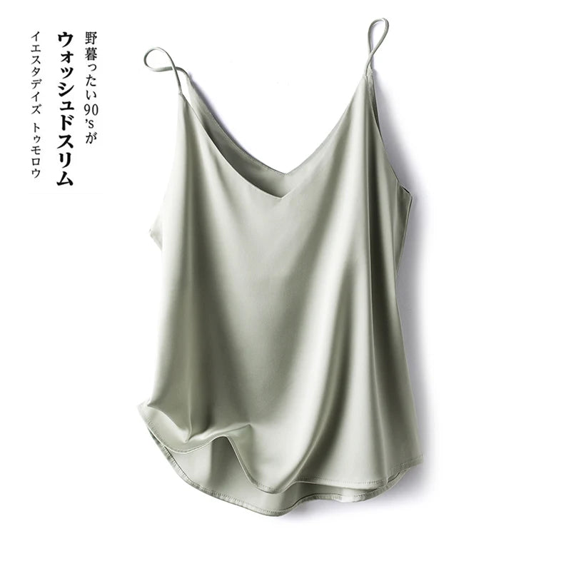 Real Silk V-Neck Sleeveless Top - Black/White, Spring 2023
