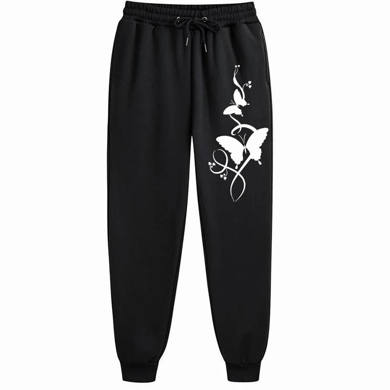 Trendy Hip Hop Sweatpants – Casual Print, Drawstring Waist, Versatile Trousers with Pockets