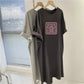Printed O-Neck Tunic Dress - Summer Casual Loose Short Sleeve Pullover for Women