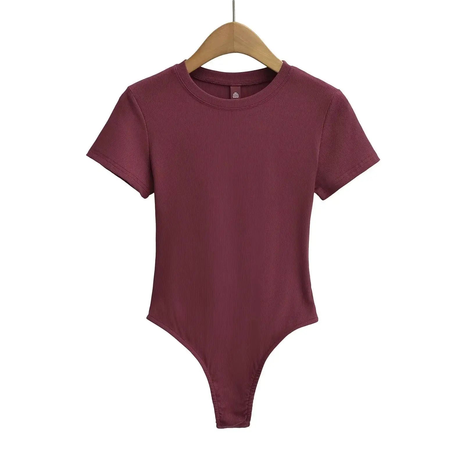 Stretchable Knit Bodysuit - Short Sleeve O-Neck Summer Basic (14 Colors)
