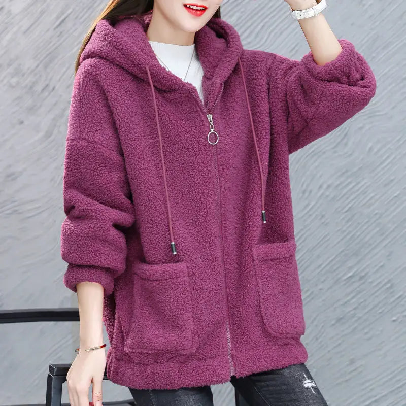 Thick Velvet Fleece Hoodie - Zipper Cardigan, Casual Winter Wear