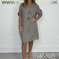 2024 Cotton Linen Tunic Dress - Women's Button-Up Loose Fit Long Shirt