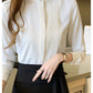023 Chiffon Bow V-Neck Blouse - Long Sleeve Office Top