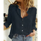 Cotton Linen Button-Down Shirt - Long Sleeve Casual Loose Tunic Blouse for Women, Spring & Summer