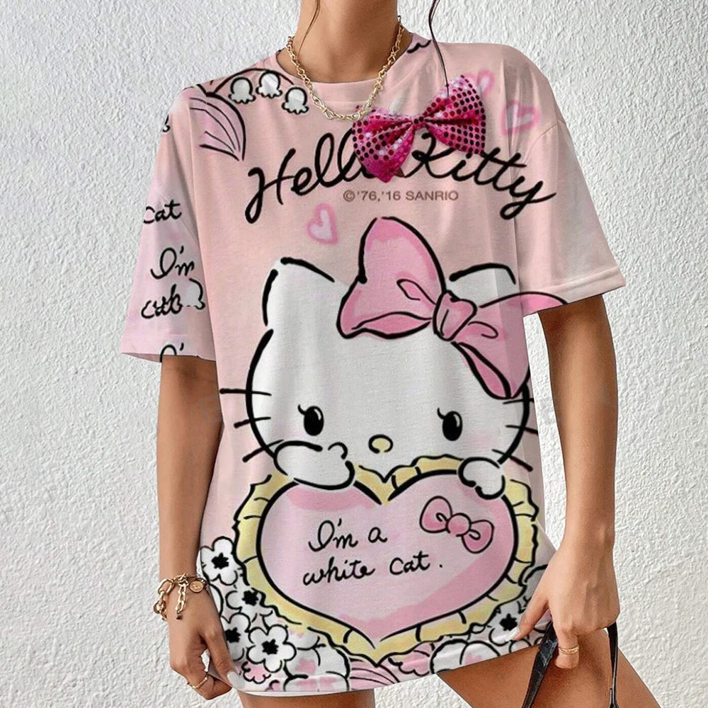 Hello Kitty Aesthetic T-Shirt - Short Sleeve Festival Streetwear