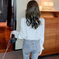Elegant Chiffon Long Sleeve Blouse - White, Korean Office Style 2025