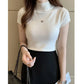 2024 Summer Turtleneck Knit Blouse - Short Sleeve