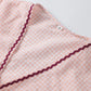 Plaid Heart Patchwork Blouse - V-Neck Lace-Up Long Sleeve