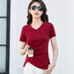 Chic V-Neck Pleated Cotton Tee - Irregular Hem