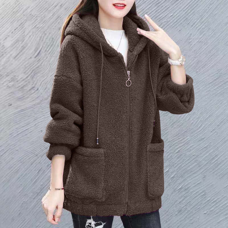 Thick Velvet Fleece Hoodie - Zipper Cardigan, Casual Winter Wear