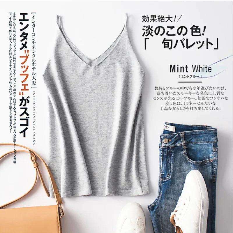 Cashmere Wool Camisole - V-Neck Knitted Base Vest (2023)