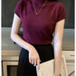 2024 Summer Turtleneck Knit Blouse - Short Sleeve