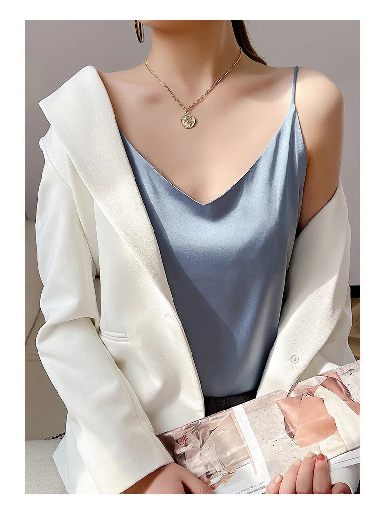 Real Silk V-Neck Camisole - Black & White, Spring/Summer 2023