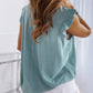 Sleeveless Ruffle Polka Dot Blouse - Lace-Up Bow