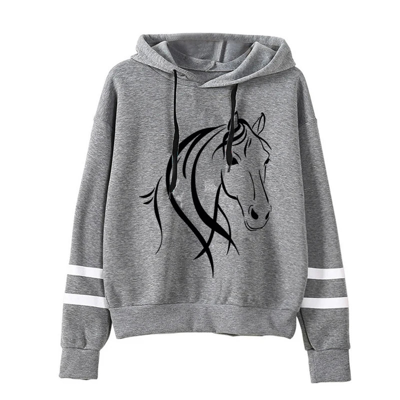 Horse Graphic Sweatshirt - Long Sleeve Casual Pullover