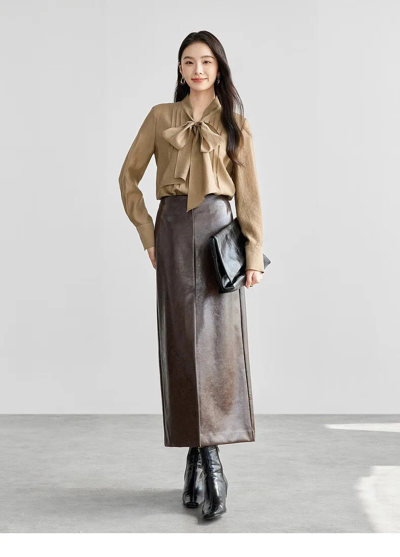 SENTUBILA Lyocell Lace-Up Blouse - Loose Fit Spring 2025 Office Shirt for Women