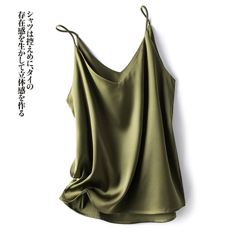 Real Silk V-Neck Camisole - Black & White, Spring/Summer 2023