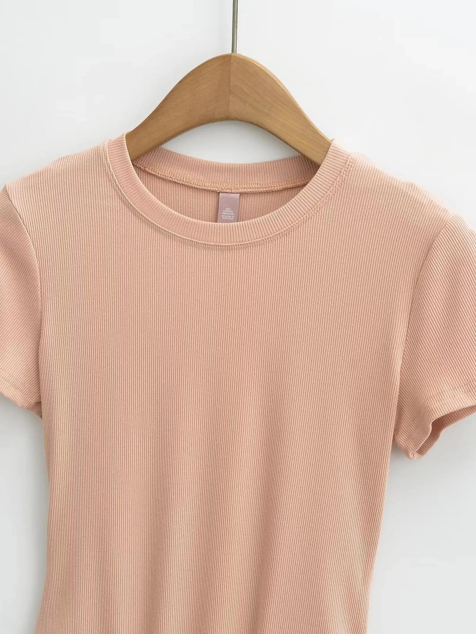 Stretchable Knit Bodysuit - Short Sleeve O-Neck Summer Basic (14 Colors)