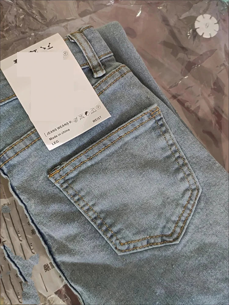 High-Waist Skinny Pencil Jeans - Stretch Denim Ankle-Length Pants