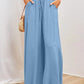 Summer women's Wde  Leg Pants With Elastic Waistband