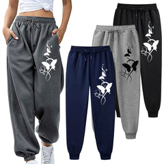 Trendy Hip Hop Sweatpants – Casual Print, Drawstring Waist, Versatile Trousers with Pockets
