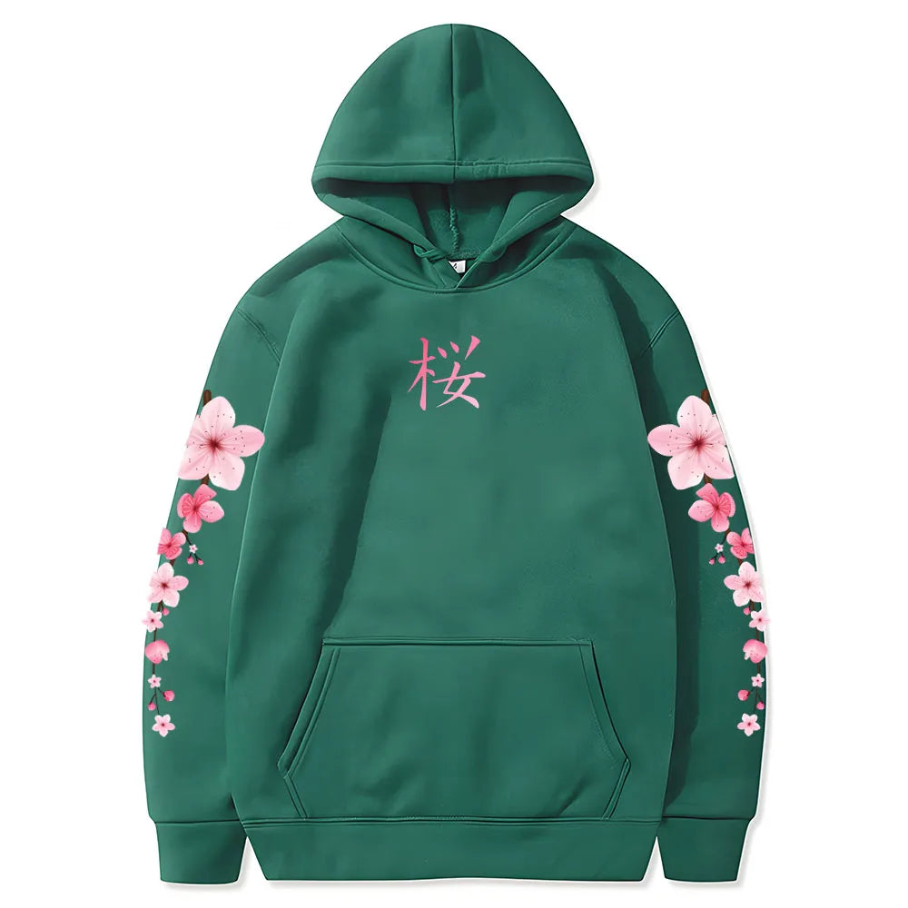 Sakura Graphic Hoodie - Unisex Winter Pullover with Pocket
