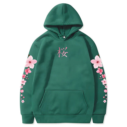 Sakura Graphic Hoodie - Unisex Winter Pullover with Pocket