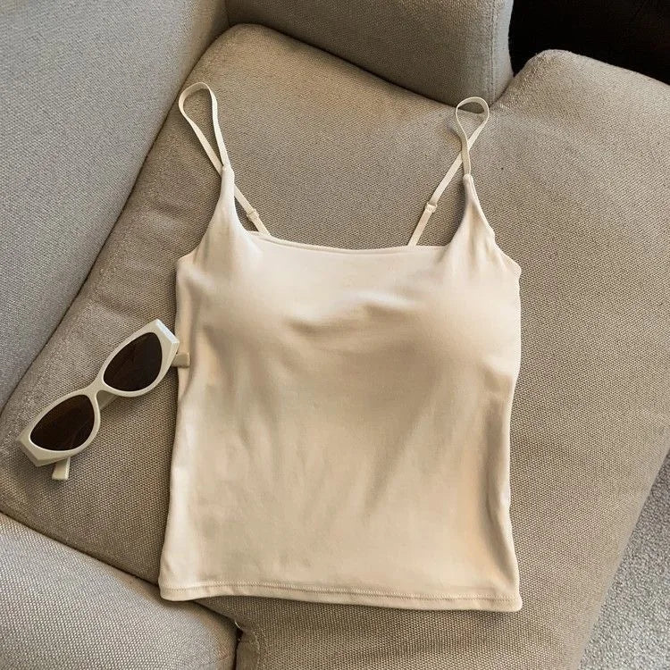 Ice Silk Padded Camisole - Stylish Backless Summer Top for Women