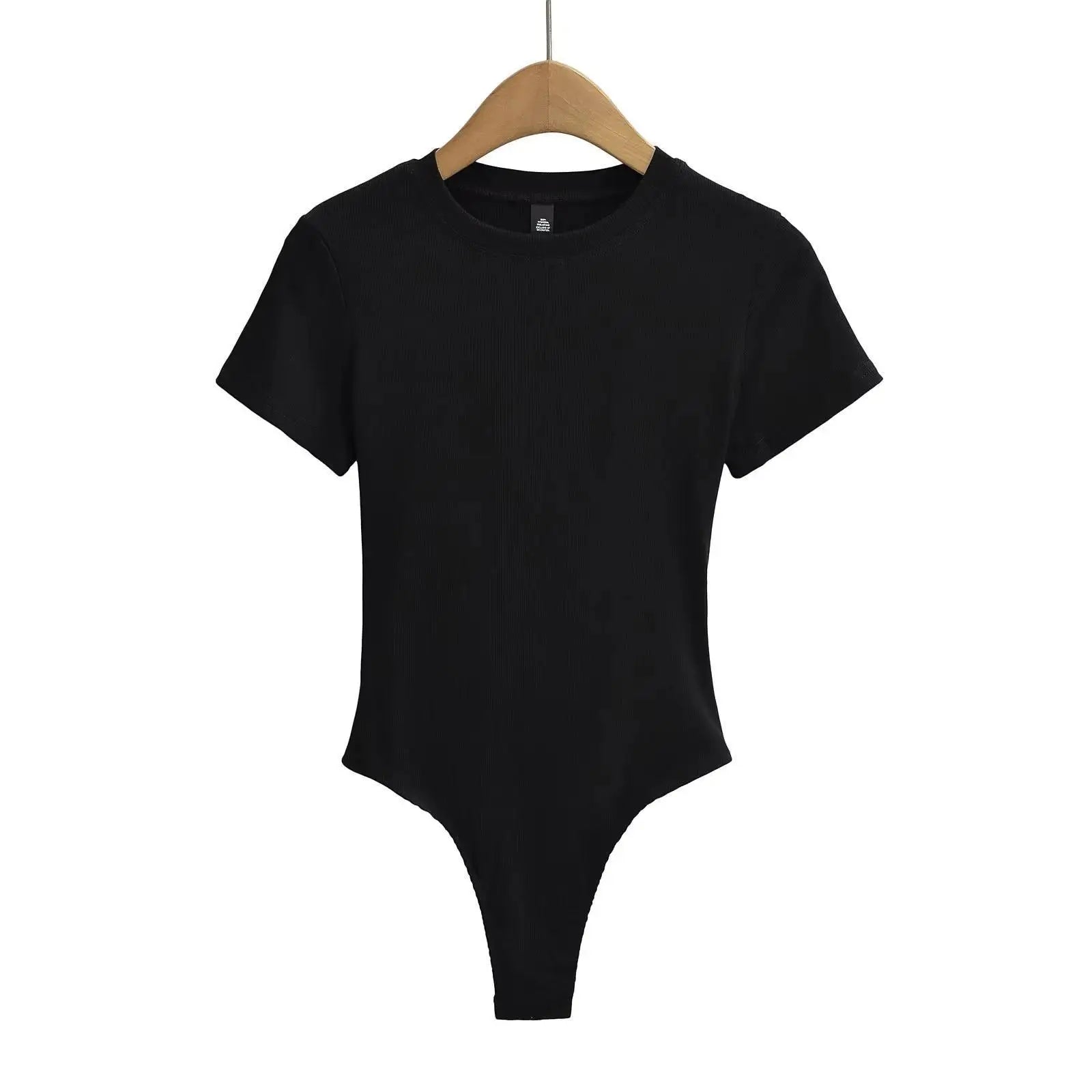 Stretchable Knit Bodysuit - Short Sleeve O-Neck Summer Basic (14 Colors)
