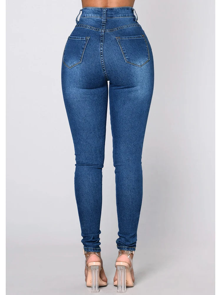 2024 Women Narrow Straight Leg Wrap Hips Skinny Jeans Lady High Waist Vintage Stretchy Pencil Long Pants  Casual Daily Trousers