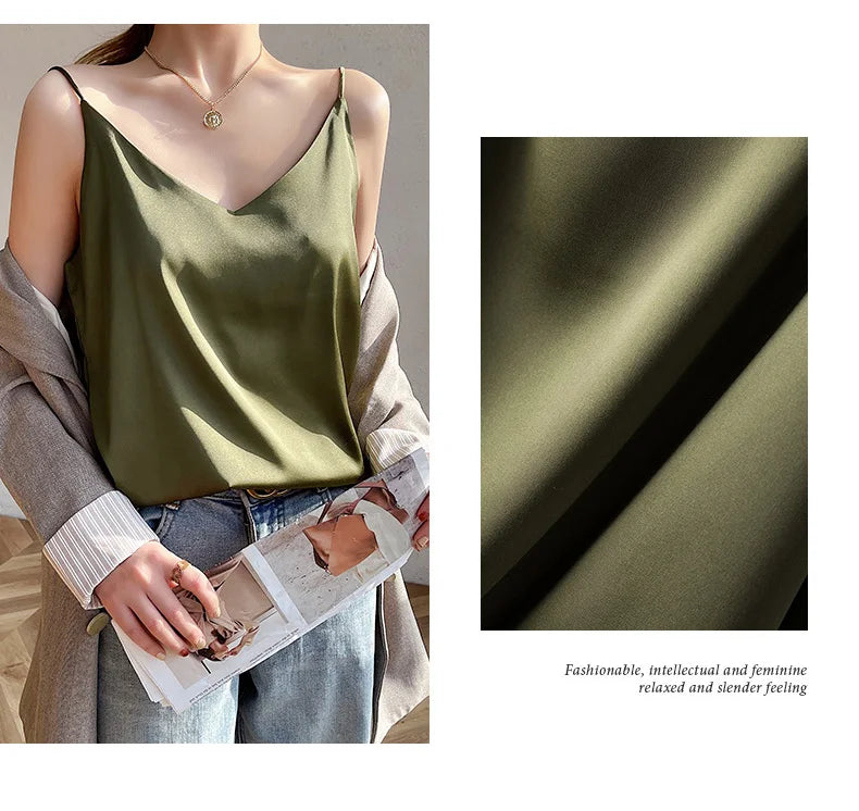 Real Silk V-Neck Camisole - Black & White, Spring/Summer 2023