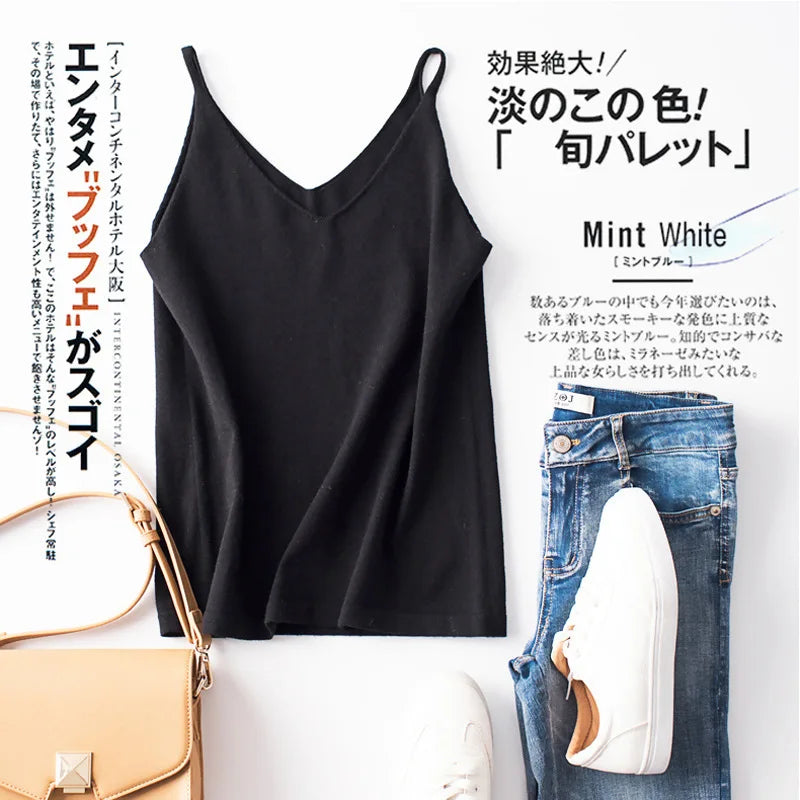 Cashmere Wool Camisole - V-Neck Knitted Base Vest (2023)