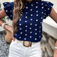 Chic Pink Chiffon Ruffle Blouse - Short Sleeve, Summer 2024