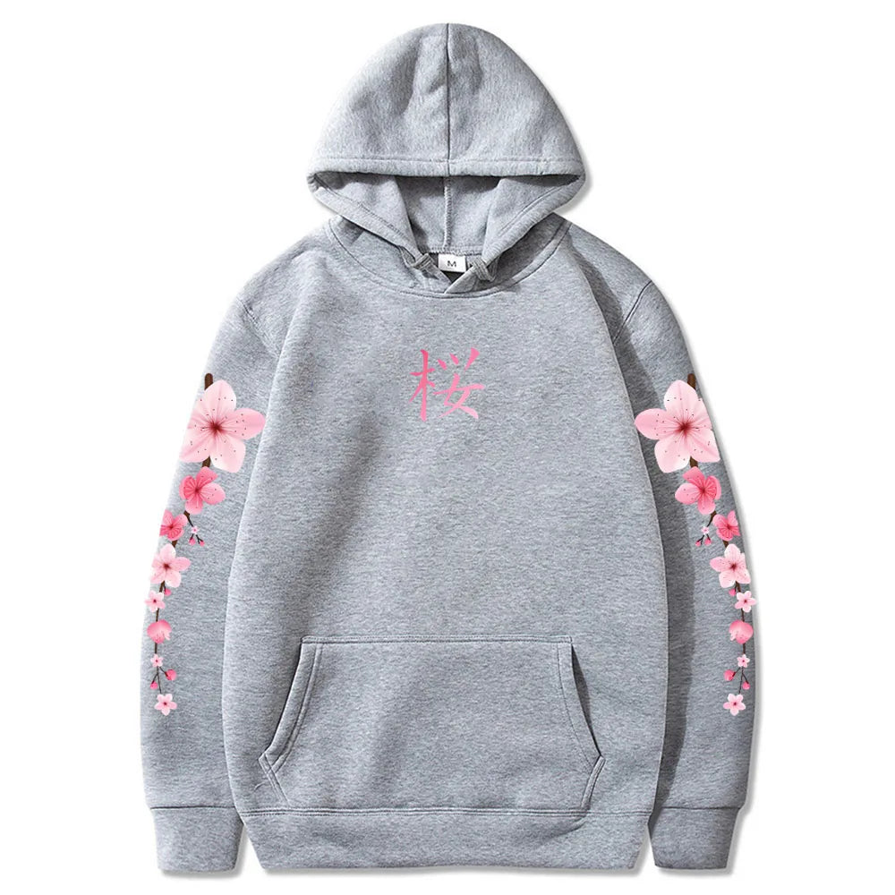 Sakura Graphic Hoodie - Unisex Winter Pullover with Pocket