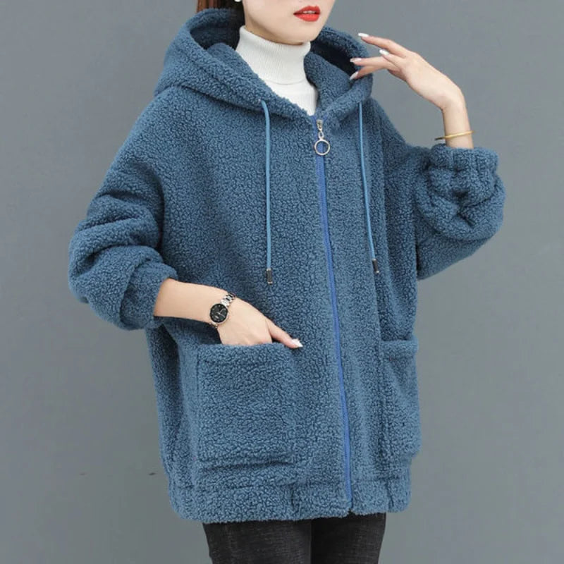 Thick Velvet Fleece Hoodie - Zipper Cardigan, Casual Winter Wear
