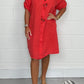 2024 Cotton Linen Tunic Dress - Women's Button-Up Loose Fit Long Shirt