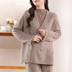 100% Merino Wool Embroidered Cardigan - Floral V-Neck, Autumn/Winter 2024