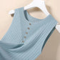 Elegant Knit V-Neck Tank Top - Sleeveless & Striped