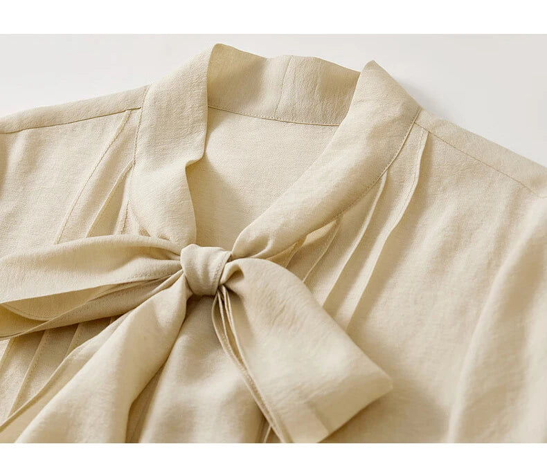 SENTUBILA Lyocell Lace-Up Blouse - Loose Fit Spring 2025 Office Shirt for Women