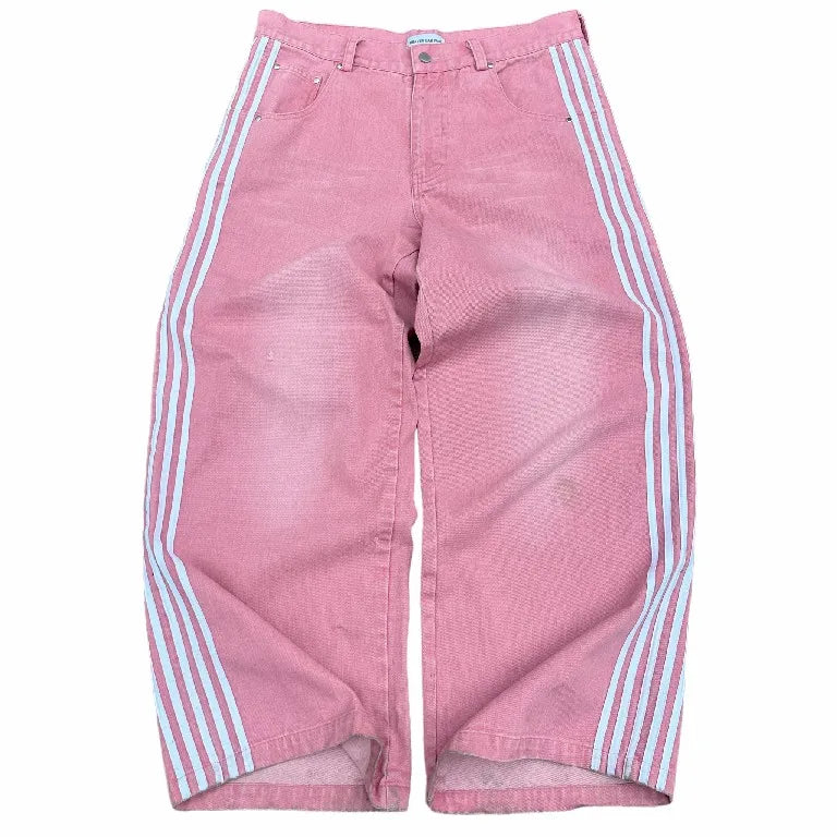 Y2K Striped Baggy Jeans - High-Waisted Gothic Hip-Hop Pants