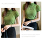 2024 Summer Turtleneck Knit Blouse - Short Sleeve