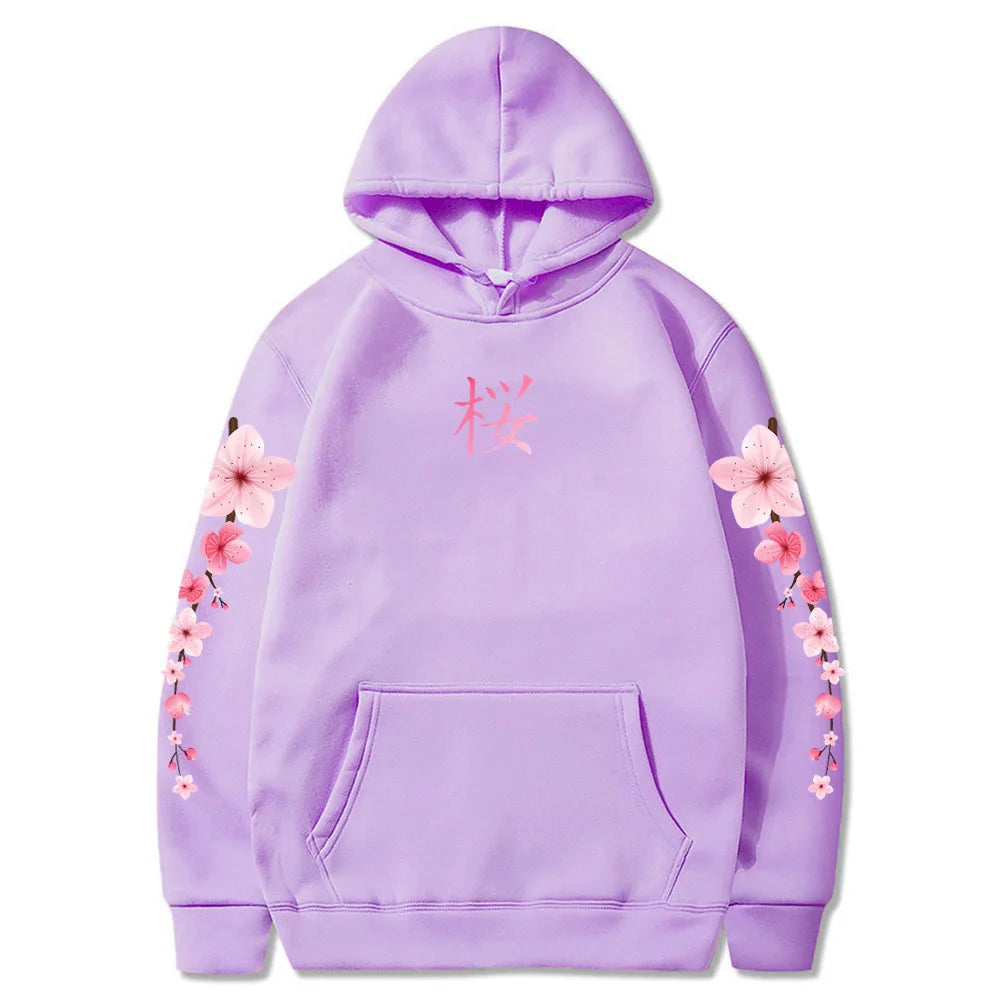 Sakura Graphic Hoodie - Unisex Winter Pullover with Pocket