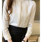 023 Chiffon Bow V-Neck Blouse - Long Sleeve Office Top