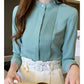 023 Chiffon Bow V-Neck Blouse - Long Sleeve Office Top