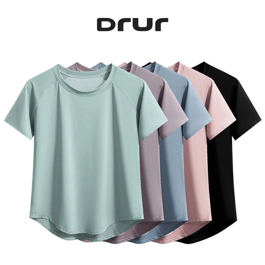 DRUR Quick-Dry Yoga Shirt - Round Neck, Short Sleeve Sportswear 2025