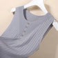 Elegant Knit V-Neck Tank Top - Sleeveless & Striped