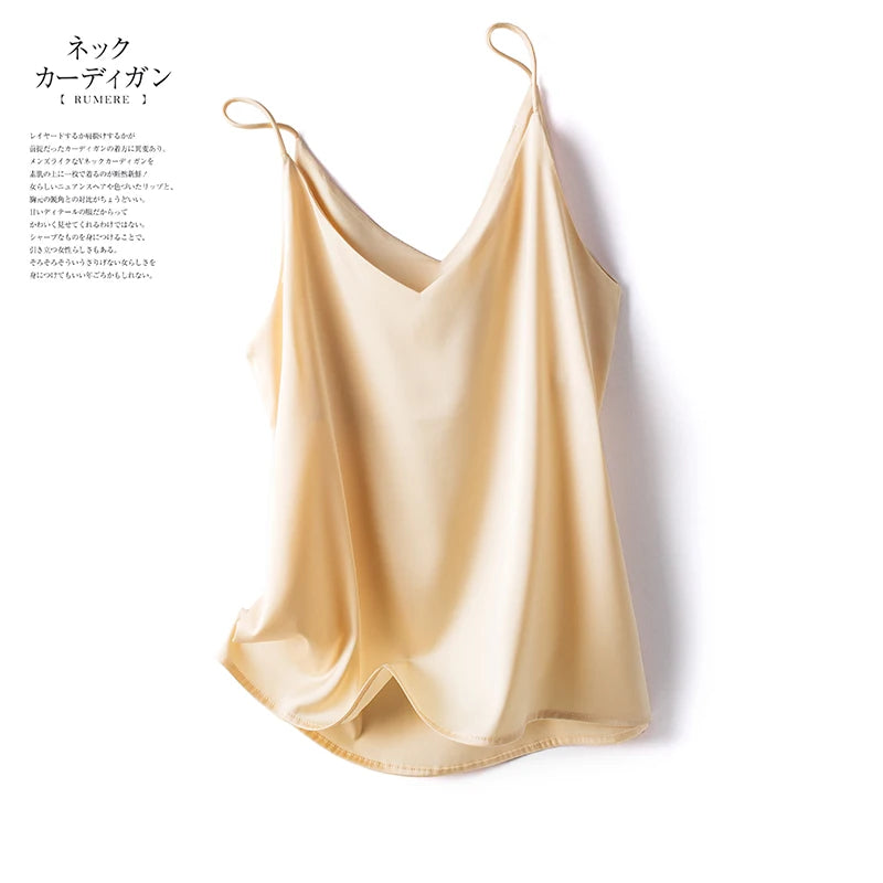 Real Silk V-Neck Sleeveless Top - Black/White, Spring 2023
