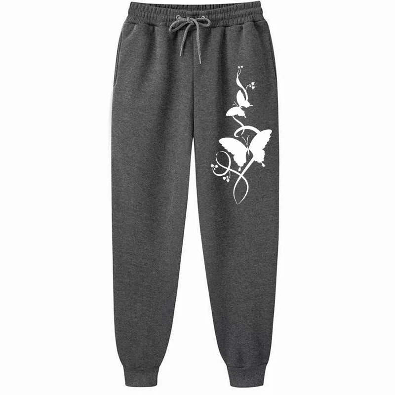 Trendy Hip Hop Sweatpants – Casual Print, Drawstring Waist, Versatile Trousers with Pockets